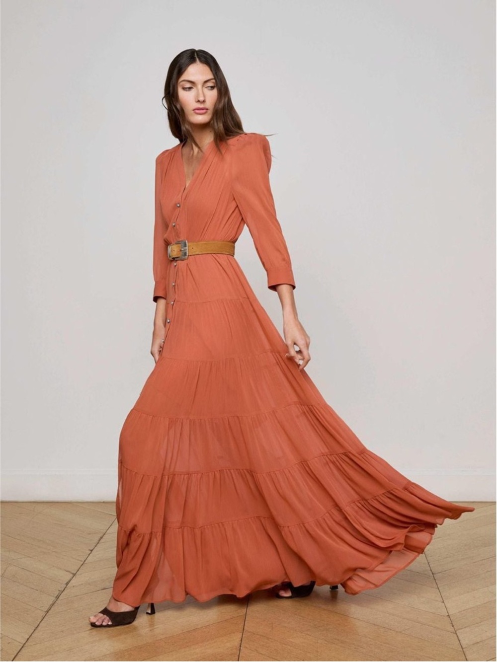 L’Agence Women's Tiered Maxi Dress in Baked Clay